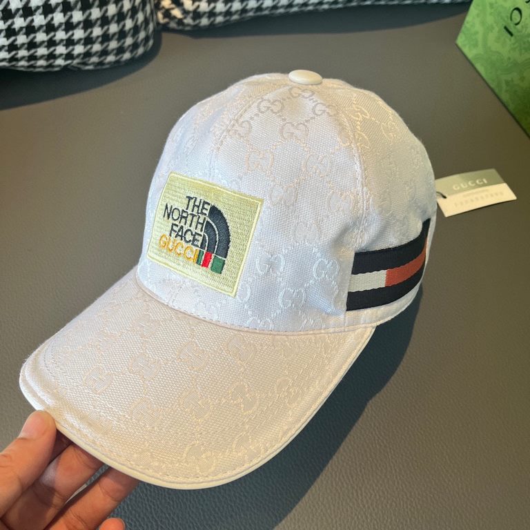 With box bag, Gucci (Gucci) new original single baseball cap, north face embroidery! Counter 11, imported canvas   head cowhide, generation purchase popular, men and women can be used with models, the quality is superb! 