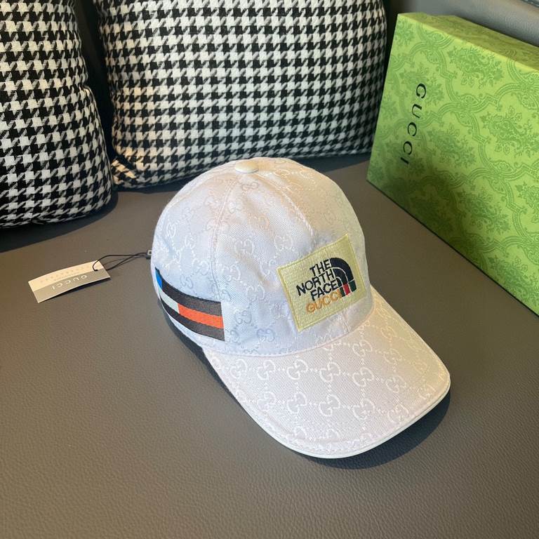 With box bag, Gucci (Gucci) new original single baseball cap, north face embroidery! Counter 11, imported canvas   head cowhide, generation purchase popular, men and women can be used with models, the quality is superb! 