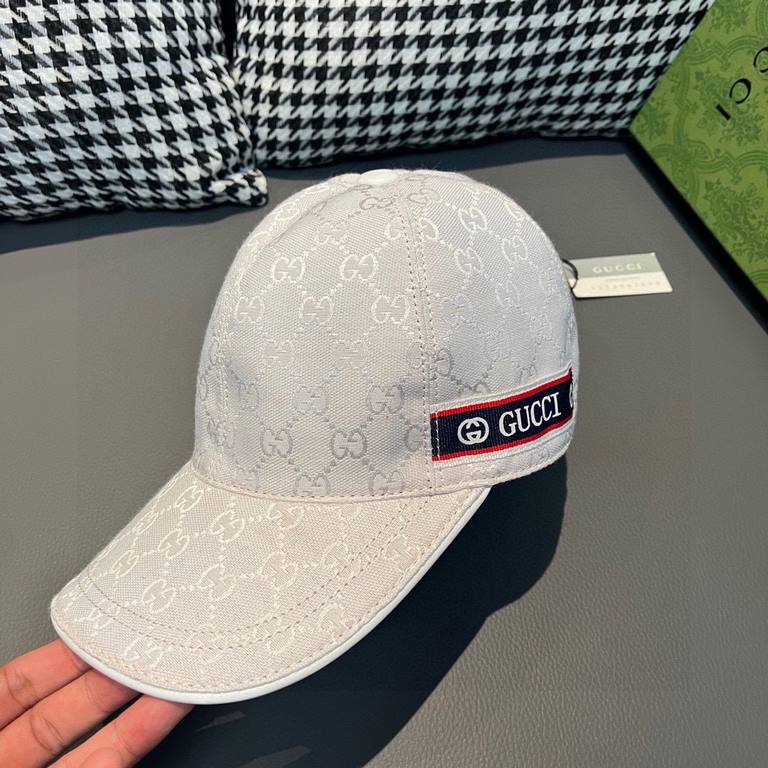 With box bag, Gucci (Gucci) spring and summer new original single baseball cap, logo webbing, 11 open mold customized, original canvas material   head layer cowhide, the generation of the purchase of popular, men and wom