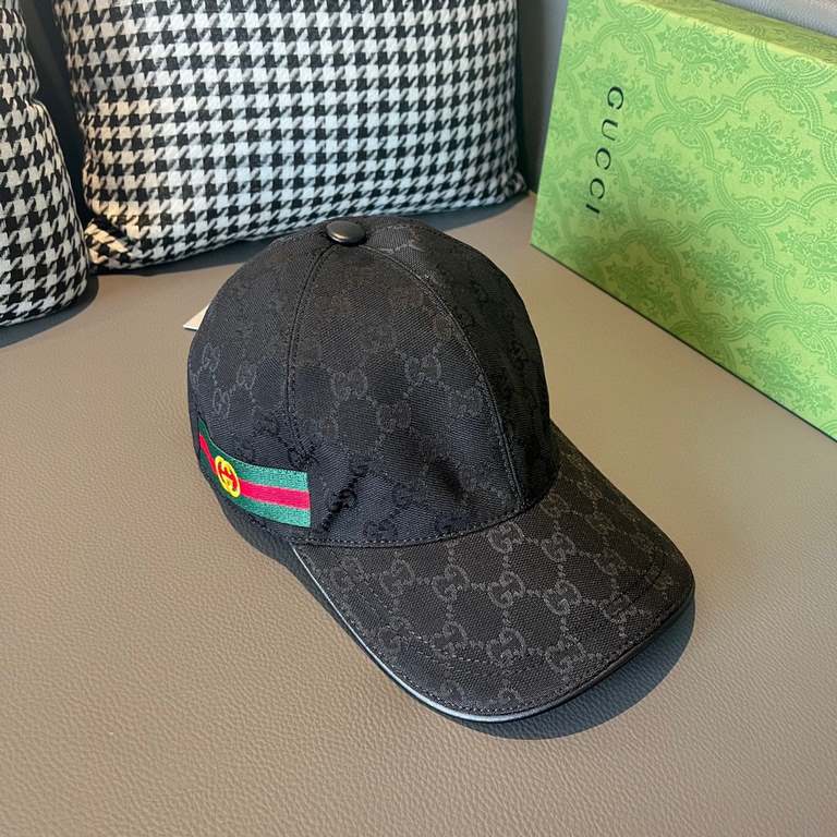 With box cloth bag, Gucci (Gucci) latest original single baseball cap, double G webbing. Counter 11 open mold customized, the highest version, the original canvas material   head cowhide, lightweight and breathable! In-k