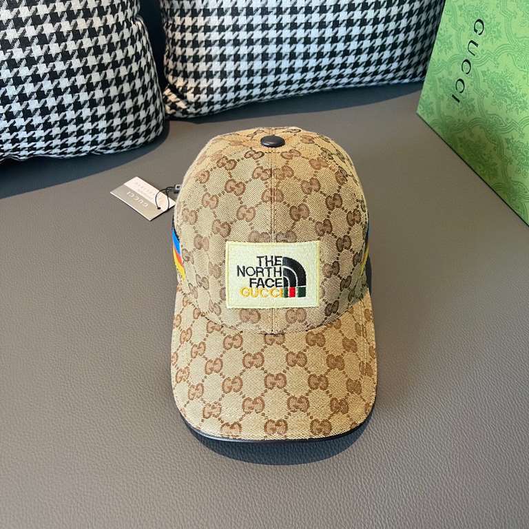 Gucci.With box cloth bag, Gucci (Gucci) new original single baseball cap, north face embroidery! Counter 11, imported canvas   head cowhide, generation purchase popular, men and women can be used with models, the quality