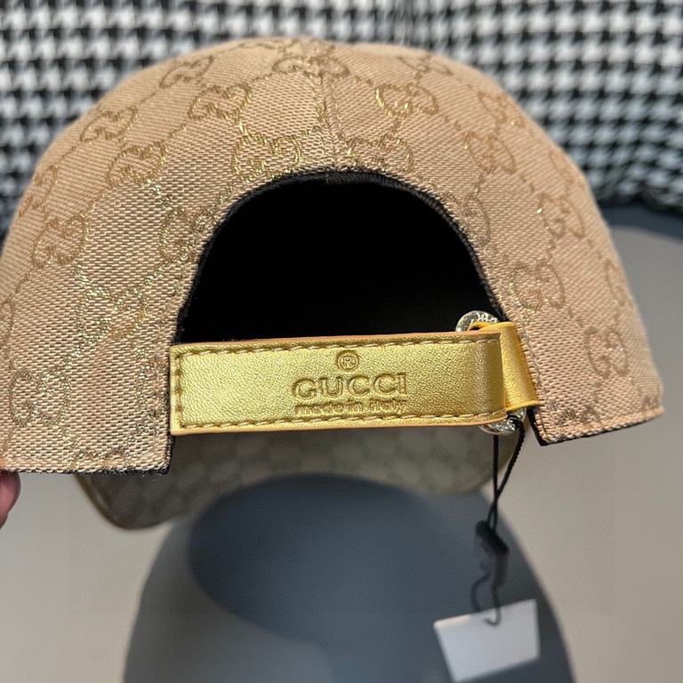 With box bag, Gucci (Gucci) classic original single baseball cap     gold silk logo. counter 11 open mold customized, the highest version, the original canvas material   head layer cowhide, cotton lining, lightweight and