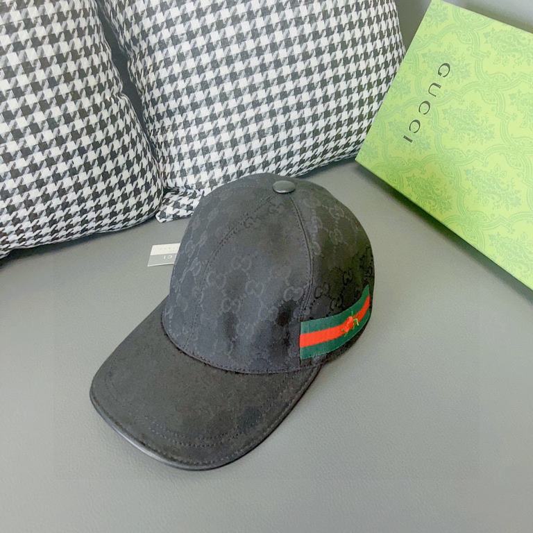 Gucci baseball cap.With box cloth bag, Gucci (Gucci) classic original single baseball cap, flower webbing, counter 11 open mold customized, the highest version, the original canvas material   head layer cowhide, lightwei