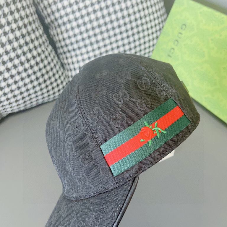 Gucci baseball cap.With box cloth bag, Gucci (Gucci) classic original single baseball cap, flower webbing, counter 11 open mold customized, the highest version, the original canvas material   head layer cowhide, lightwei