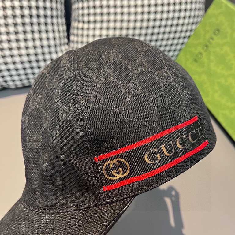 With box bag, Gucci (Gucci) spring and summer new original single baseball cap, logo webbing, 11 open mold customized, original canvas material   head layer cowhide, the generation of the purchase of popular, men and wom