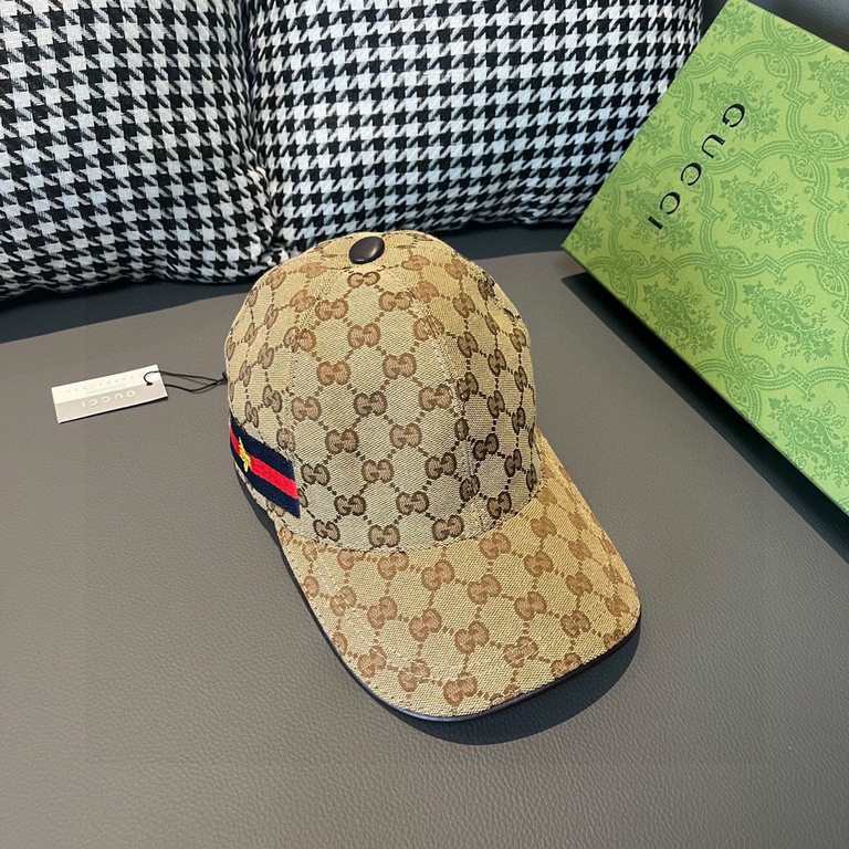 Wannabe classic model shipment!With box cloth bag, Gucci (Gucci) classic original single baseball cap, bee webbing, counter 11 open mold ordering, the highest version, the original canvas material   head layer cowhide, c