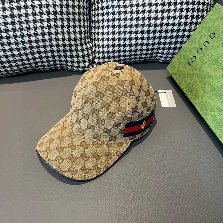 Wannabe classic model shipment!With box cloth bag, Gucci (Gucci) classic original single baseball cap, bee webbing, counter 11 open mold ordering, the highest version, the original canvas material   head layer cowhide, c