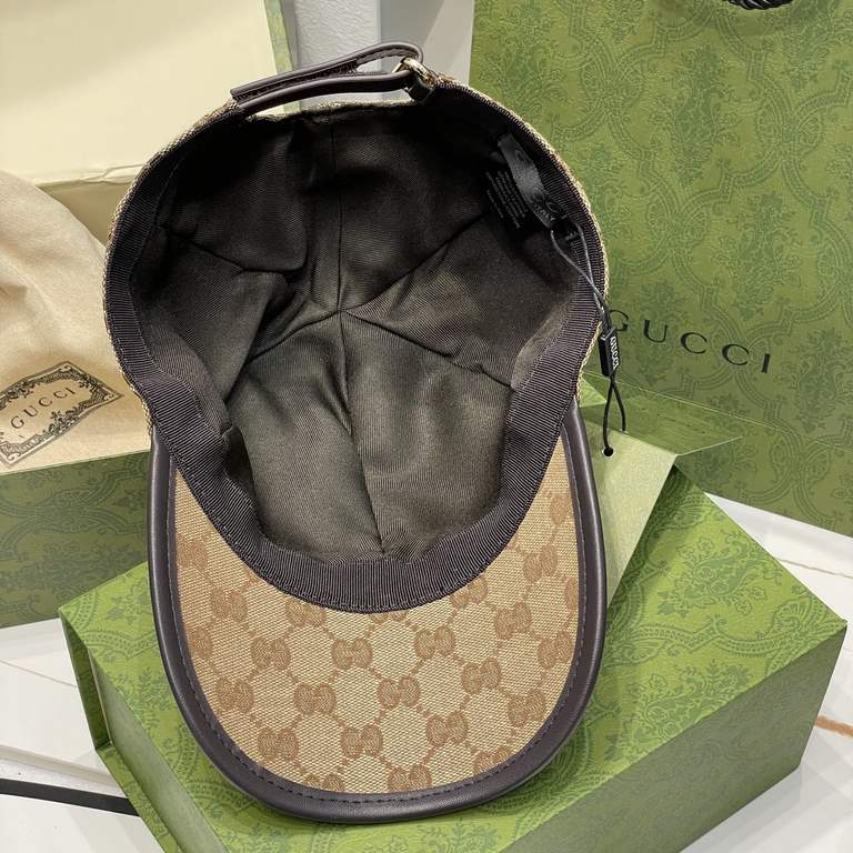 Gucci (Gucci) classic original single baseball cap     counter 11 open mold customized, the highest version, the original canvas material   head layer cowhide, cotton lining, light and breathable! In-kind shooting, four 