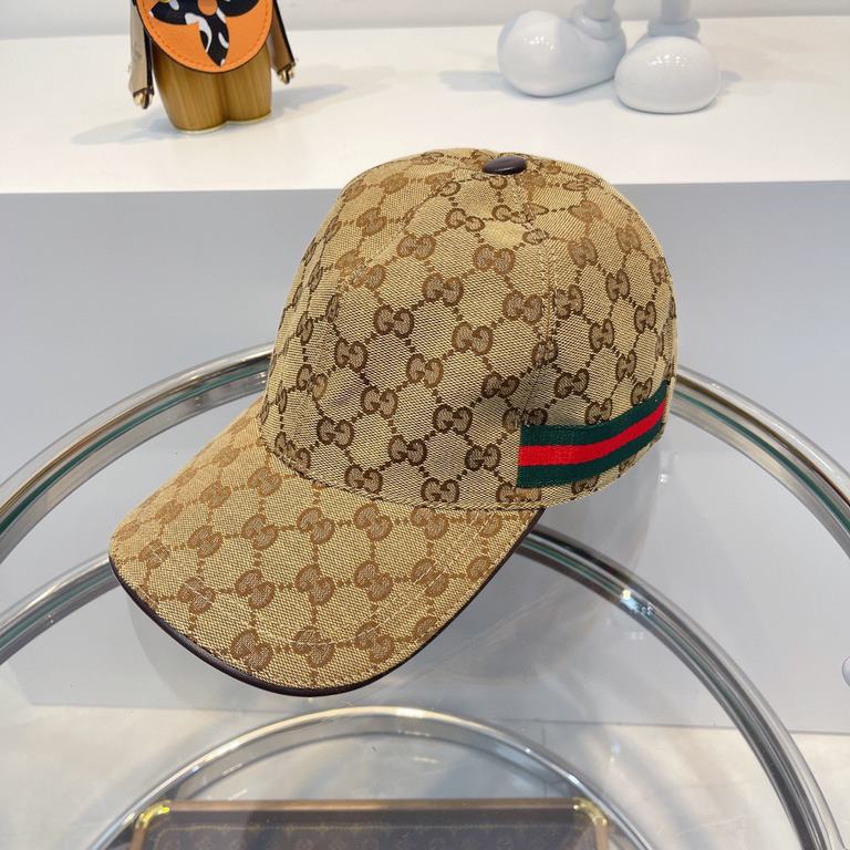 With box cloth bag, Gucci (Gucci) classic original single baseball cap   counter 11 open mold customized, the highest version, the original canvas material   head layer cowhide, cotton lining, lightweight and breathable!