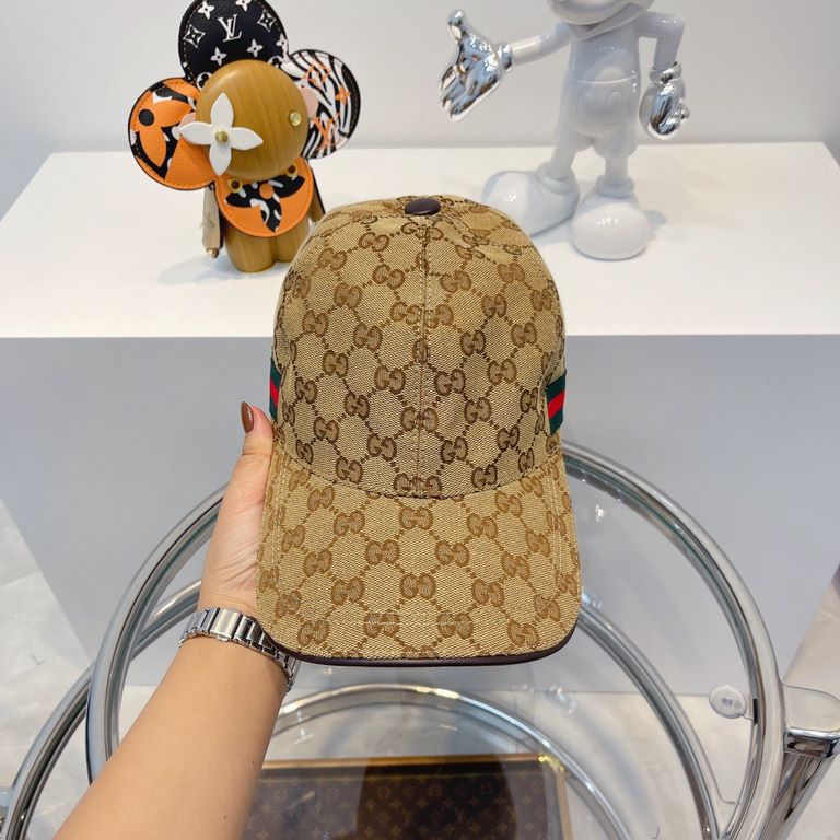 With box cloth bag, Gucci (Gucci) classic original single baseball cap   counter 11 open mold customized, the highest version, the original canvas material   head layer cowhide, cotton lining, lightweight and breathable!