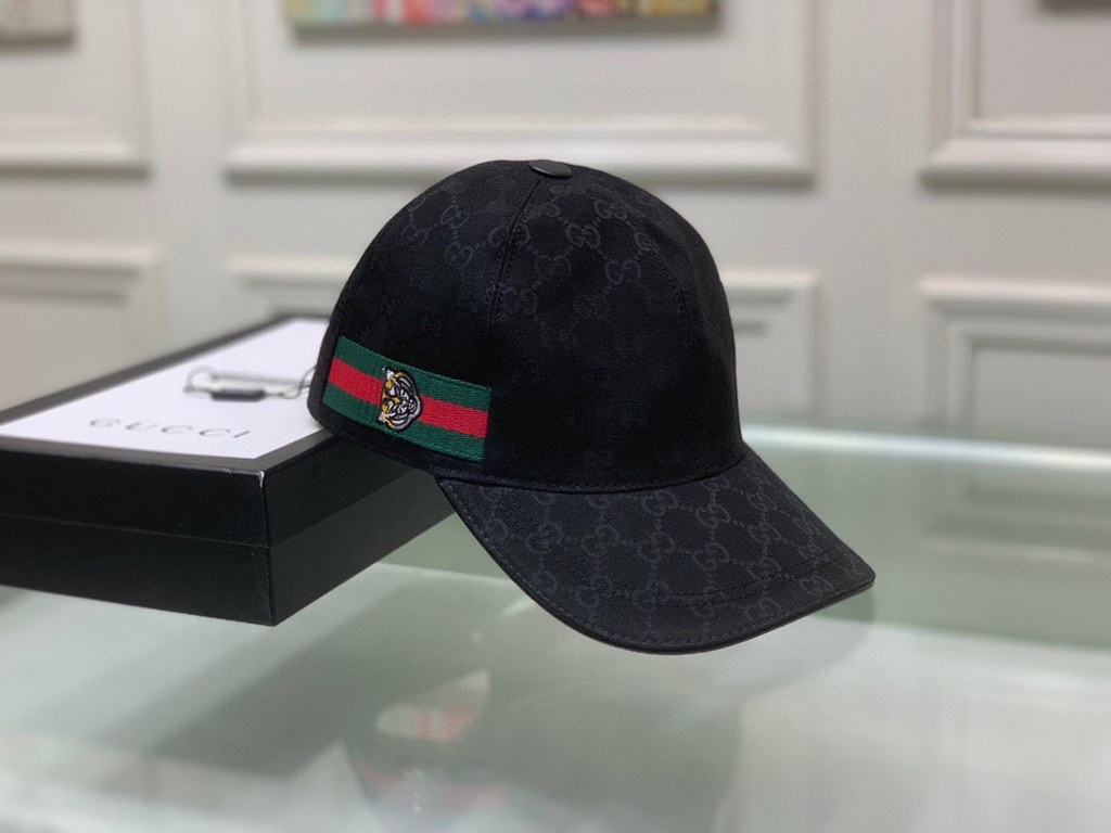 With box bag, Gucci (Gucci) new original single baseball cap, tiger head webbing, 11 open mold customized, heavy embroidery, details comparable to the counter, the original canvas material   head cowhide, the quality is 