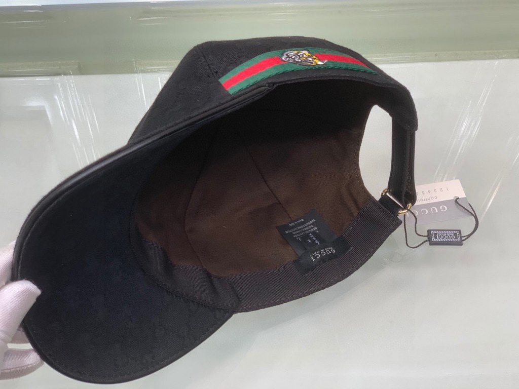 With box bag, Gucci (Gucci) new original single baseball cap, tiger head webbing, 11 open mold customized, heavy embroidery, details comparable to the counter, the original canvas material   head cowhide, the quality is 