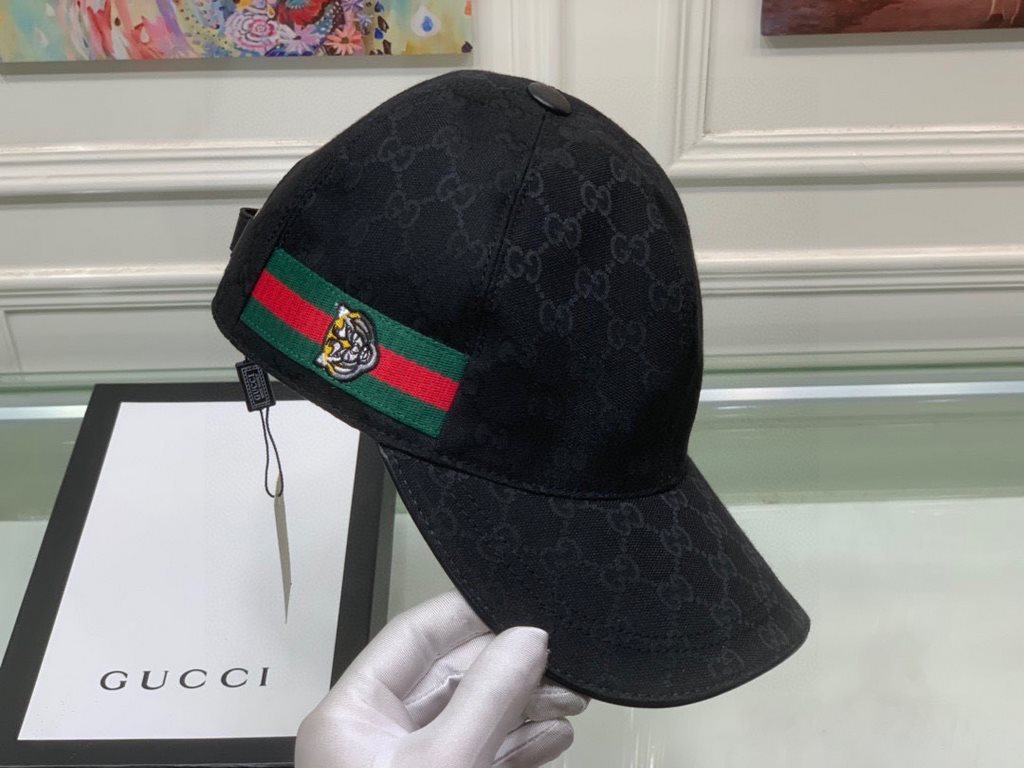 With box bag, Gucci (Gucci) new original single baseball cap, tiger head webbing, 11 open mold customized, heavy embroidery, details comparable to the counter, the original canvas material   head cowhide, the quality is 