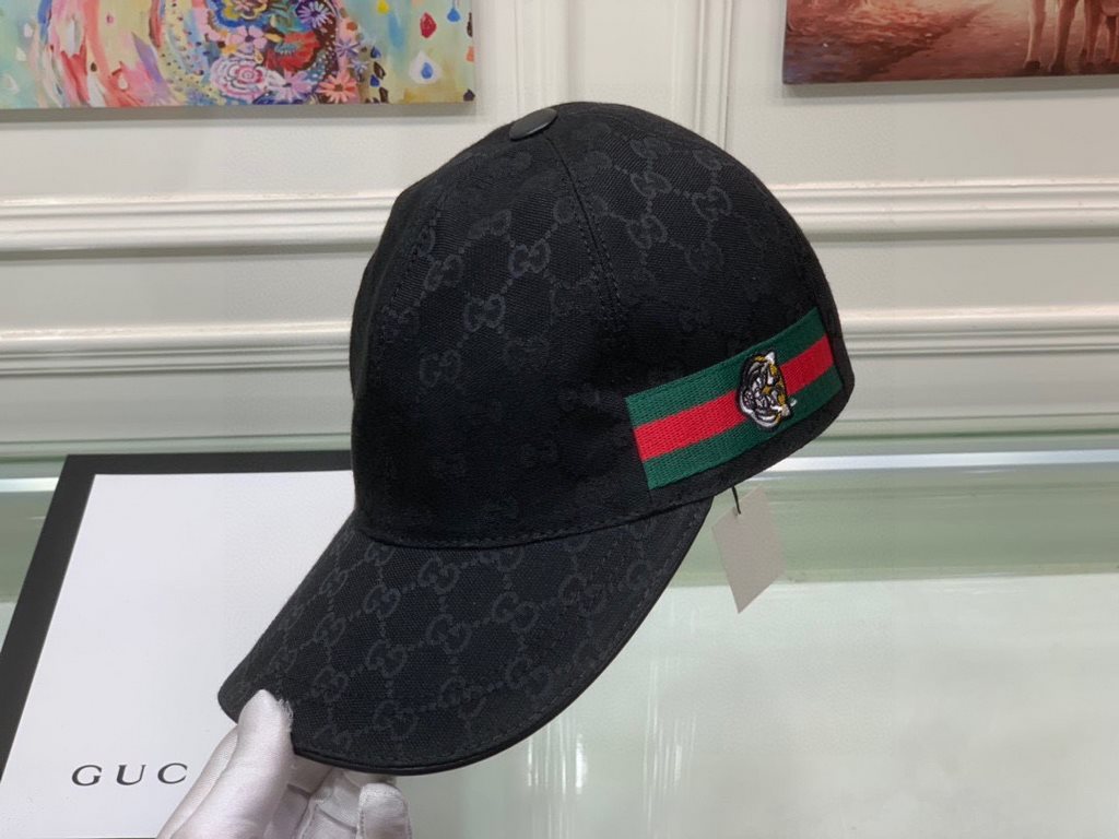 With box bag, Gucci (Gucci) new original single baseball cap, tiger head webbing, 11 open mold customized, heavy embroidery, details comparable to the counter, the original canvas material   head cowhide, the quality is 