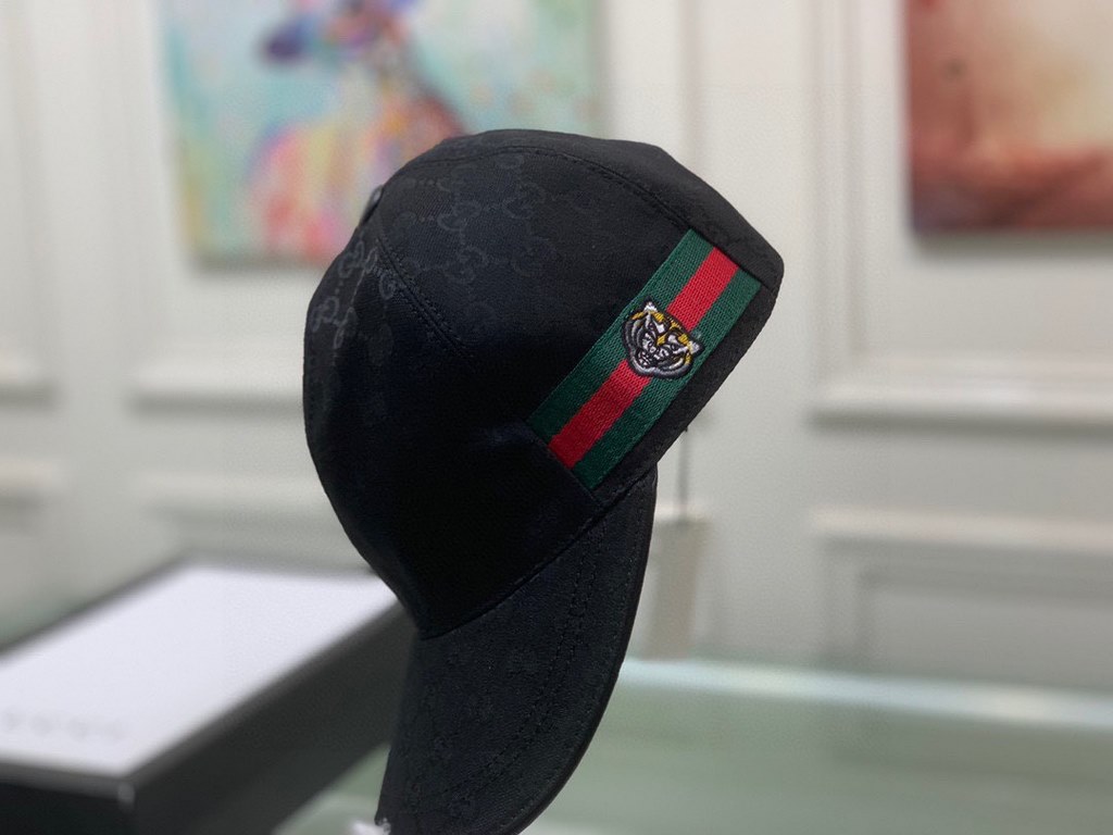 With box bag, Gucci (Gucci) new original single baseball cap, tiger head webbing, 11 open mold customized, heavy embroidery, details comparable to the counter, the original canvas material   head cowhide, the quality is 