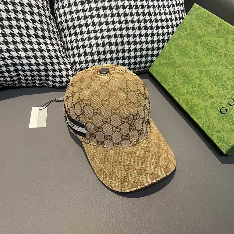 Gucci baseball cap.With box cloth bag, Gucci (Gucci) classic original single baseball cap, logo webbing counter 11 open mold customized, the highest version, the original canvas material   head layer cowhide, cotton lini