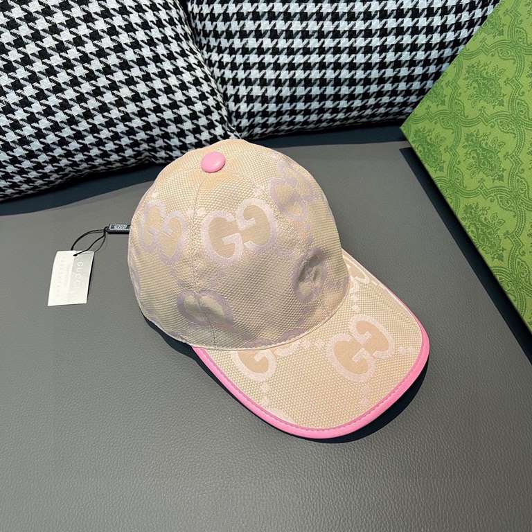 Gucci Gucci Baseball Caps.With packaging cloth bag, Gucci Gucci new original single baseball cap, candy color large double G, counter 11 open mold ordering, original canvas fabric   head layer cowhide, lightweight and br