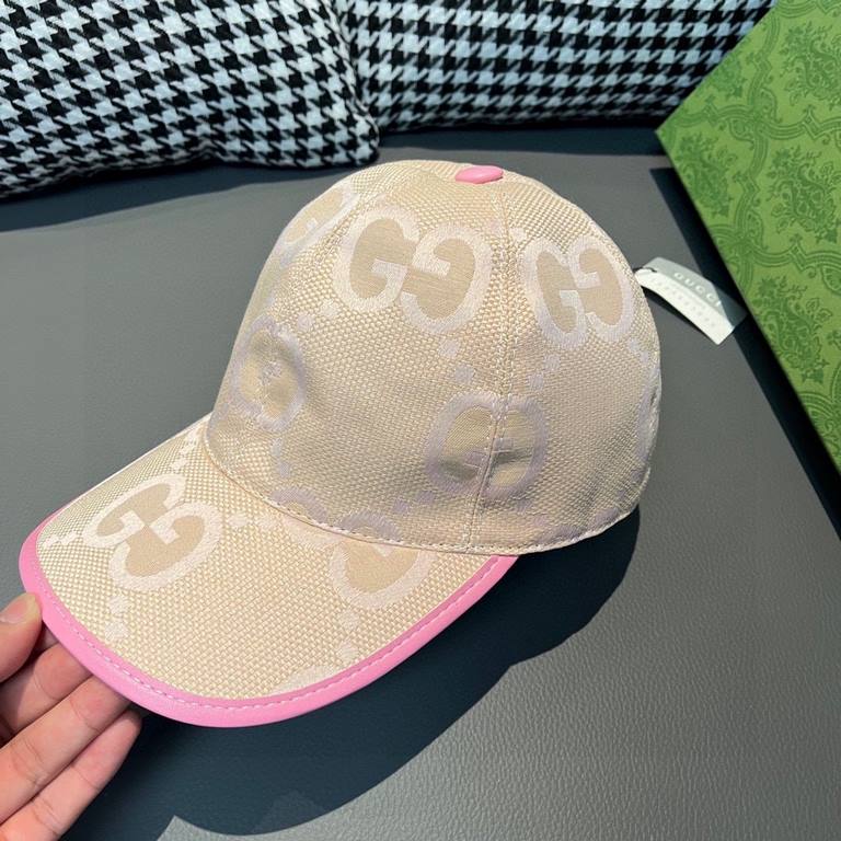 Gucci Gucci Baseball Caps.With packaging cloth bag, Gucci Gucci new original single baseball cap, candy color large double G, counter 11 open mold ordering, original canvas fabric   head layer cowhide, lightweight and br