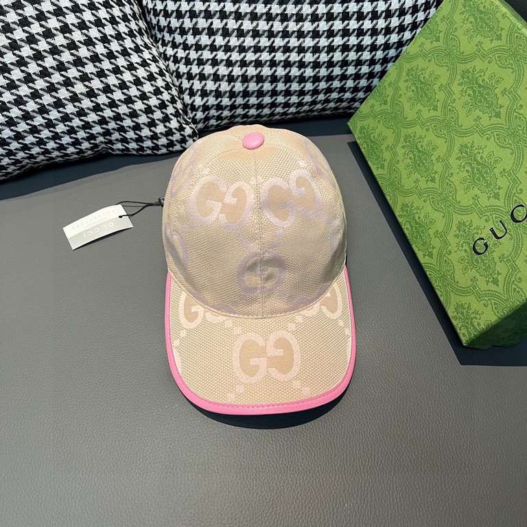 Gucci Gucci Baseball Caps.With packaging cloth bag, Gucci Gucci new original single baseball cap, candy color large double G, counter 11 open mold ordering, original canvas fabric   head layer cowhide, lightweight and br