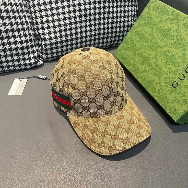 Gucci baseball cap.With box cloth bag, Gucci (Gucci) classic original single baseball cap, flower webbing, counter 11 open mold customized, the highest version, the original canvas material   head layer cowhide, lightwei