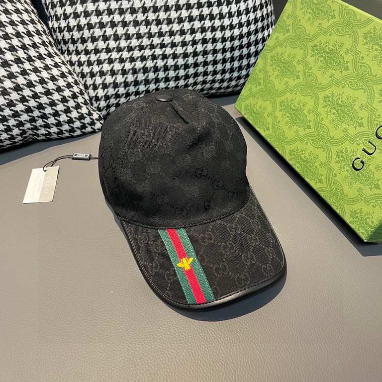 .With box cloth bag, Gucci (Gucci) latest original single baseball cap, bee webbing. Counter 11 open mold customized, the highest version, the original canvas material   head layer cowhide, lightweight and breathable! In