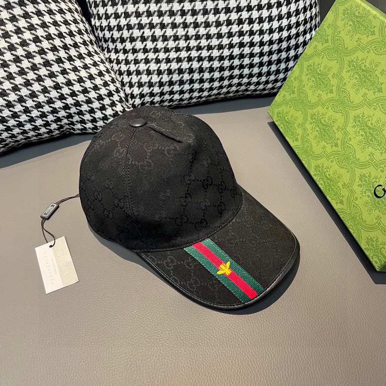 .With box cloth bag, Gucci (Gucci) latest original single baseball cap, bee webbing. Counter 11 open mold customized, the highest version, the original canvas material   head layer cowhide, lightweight and breathable! In