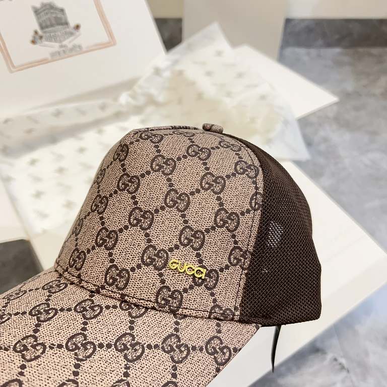 Special price   with dust bag. [GUCCI Gucci] 2024 spring and summer new hollow splicing baseball cap, classic leather unisex