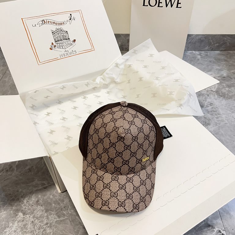 Special price   with dust bag. [GUCCI Gucci] 2024 spring and summer new hollow splicing baseball cap, classic leather unisex