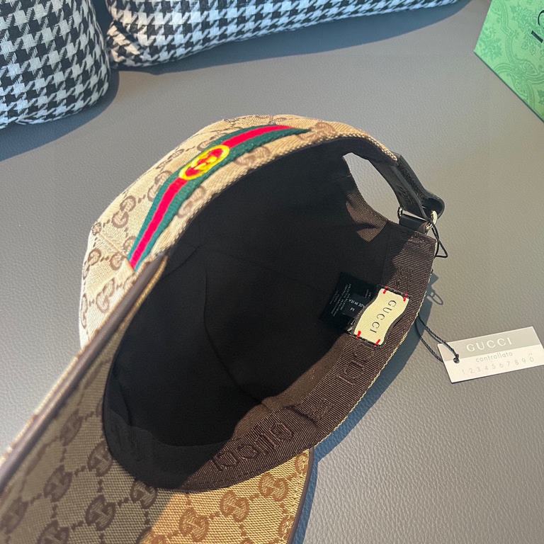 .With box cloth bag, Gucci (Gucci) latest original single baseball cap, double G webbing. Counter 11 open mold customized, the highest version, the original canvas material   head layer cowhide, lightweight and breathabl