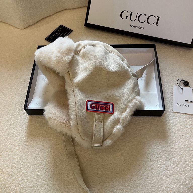 T￥Gucci Gucci fall and winter new ear protection cap,  wool lining, thunderbolt cap, four colors