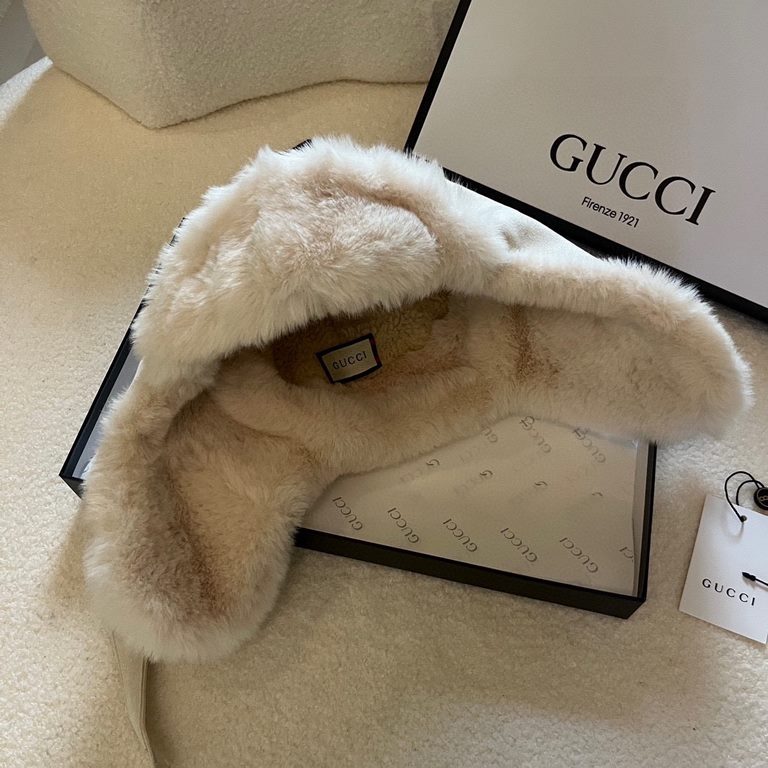 T￥Gucci Gucci fall and winter new ear protection cap,  wool lining, thunderbolt cap, four colors