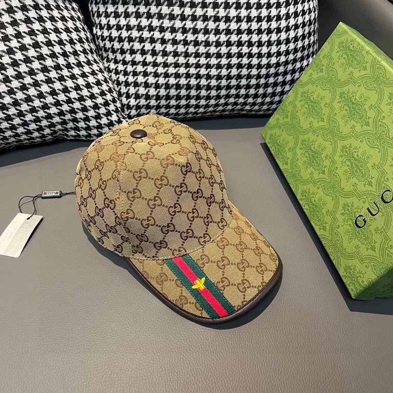 .With box cloth bag, Gucci (Gucci) latest original single baseball cap, bee webbing. Counter 11 open mold customized, the highest version, the original canvas material   head layer cowhide, lightweight and breathable! In