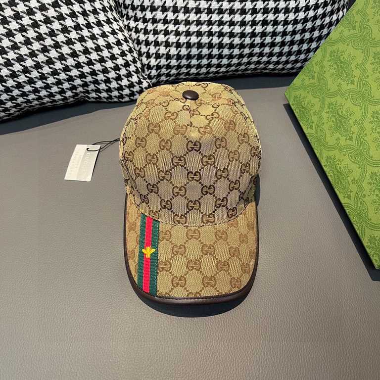 .With box cloth bag, Gucci (Gucci) latest original single baseball cap, bee webbing. Counter 11 open mold customized, the highest version, the original canvas material   head layer cowhide, lightweight and breathable! In