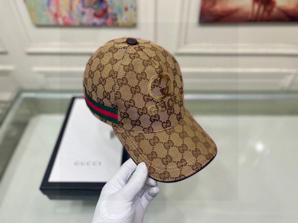 With box cloth bag, Gucci (Gucci) original single baseball cap, stamping double G, 11 open mold customized, the highest version, the original canvas material   head layer cowhide, cotton lining, light and breathable, phy