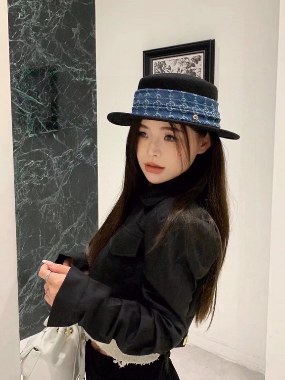 ￥Gucci Gucci fall and winter new bowler hat, 100% wool bowler hat, tweed cap, head circumference 57cm