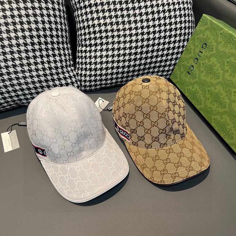 With box bag, Gucci (Gucci) spring and summer new original single baseball cap, logo webbing, 11 open mold customized, original canvas material   head layer cowhide, the generation of the purchase of popular, men and wom