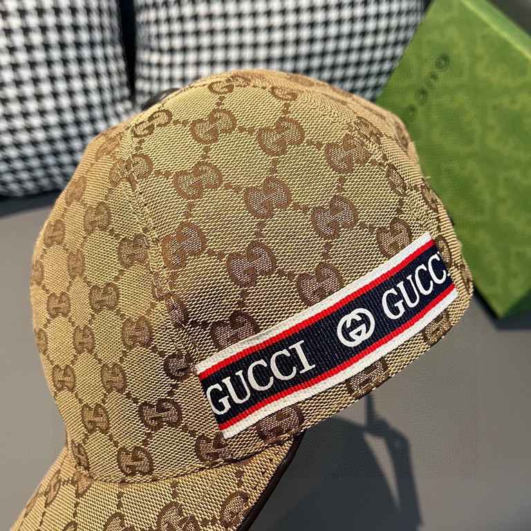 With box bag, Gucci (Gucci) spring and summer new original single baseball cap, logo webbing, 11 open mold customized, original canvas material   head layer cowhide, the generation of the purchase of popular, men and wom