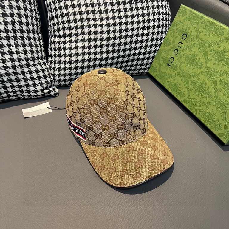 With box bag, Gucci (Gucci) spring and summer new original single baseball cap, logo webbing, 11 open mold customized, original canvas material   head layer cowhide, the generation of the purchase of popular, men and wom