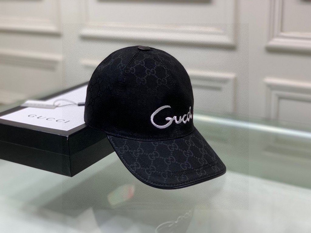 With box bag, Gucci (Gucci) new original single baseball cap, art word embroidery, 11 open mold customized, heavy embroidery, details comparable to the counter, the original canvas material   head layer cowhide, cotton l