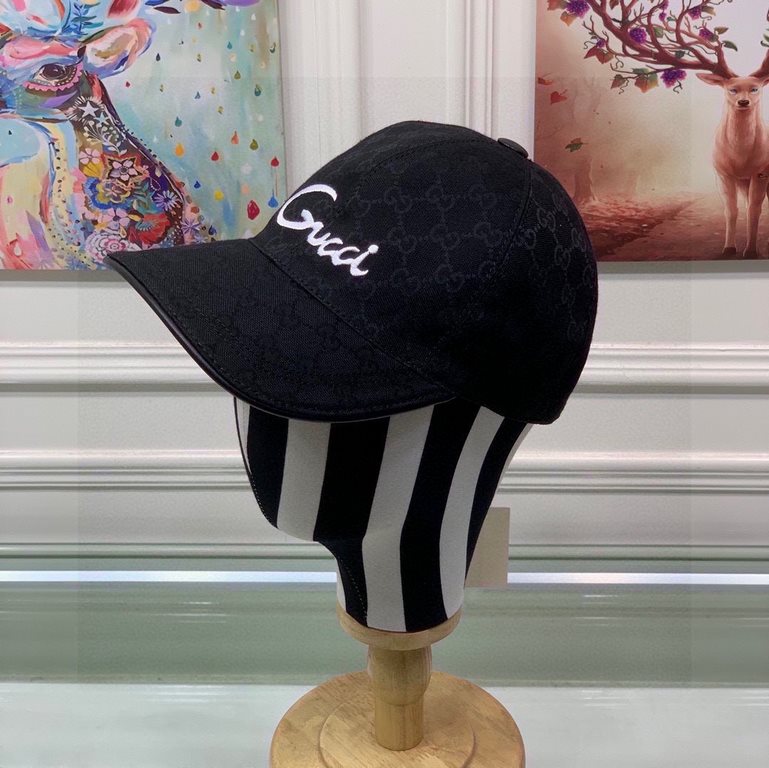 With box bag, Gucci (Gucci) new original single baseball cap, art word embroidery, 11 open mold customized, heavy embroidery, details comparable to the counter, the original canvas material   head layer cowhide, cotton l