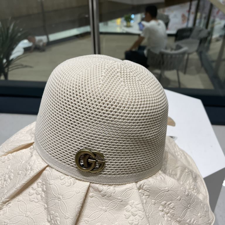 GUCCI Gucci new sun hat female summer UV large brim beach fisherman hat face shielding sunscreen UV color gel sun hat