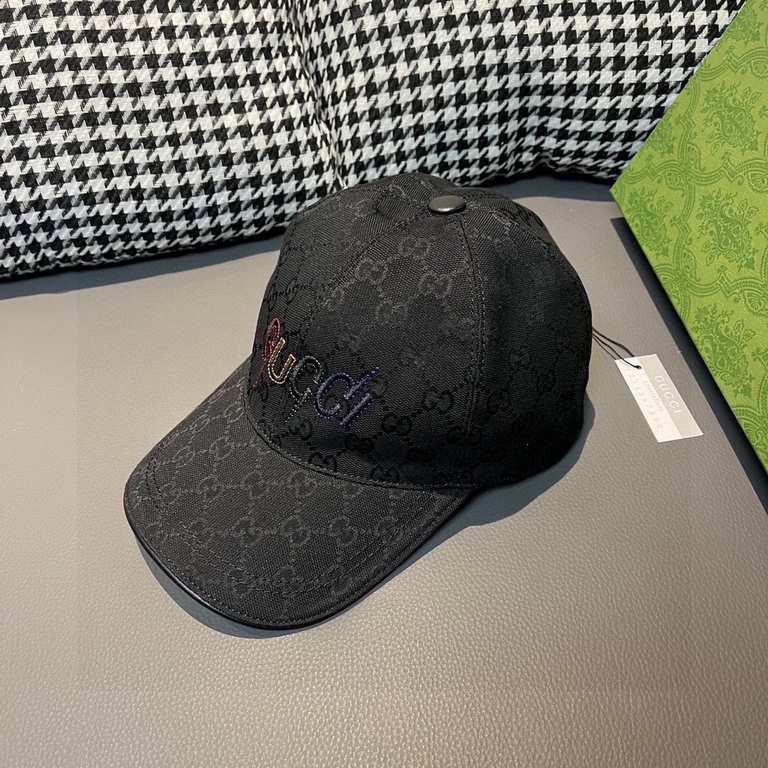 Gucci baseball cap.With box bag, Gucci (Gucci) new original single baseball cap, art word embroidery, 11 open mold customized, heavy embroidery, details comparable to the counter, the original canvas material   head laye