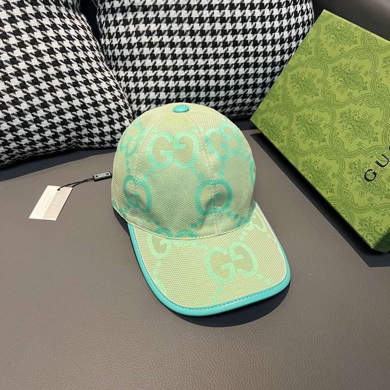 Gucci Gucci Baseball Caps.With packaging cloth bag, Gucci Gucci new original single baseball cap, candy color large double G, counter 11 open mold ordering, original canvas fabric   head layer cowhide, lightweight and br