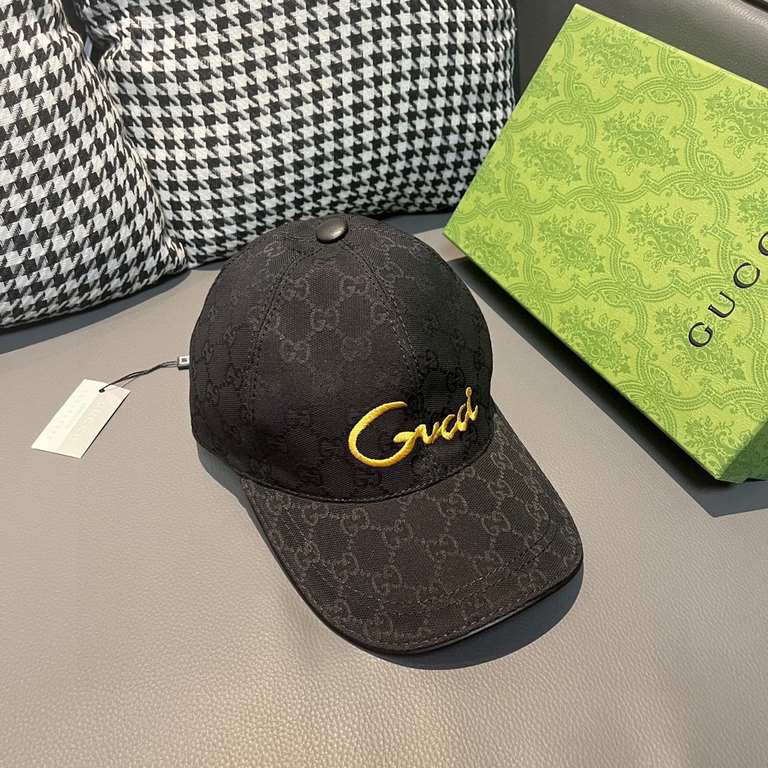 Gucci baseball cap.With box bag, Gucci (Gucci) new original single baseball cap, art word embroidery, 11 open mold customized, heavy embroidery, details comparable to the counter, the original canvas material   head laye