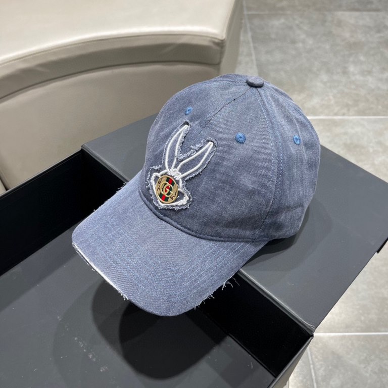 Gucci GUCCI baseball cap   2023 early spring official website denim washed new Gucci baseball cap, the original quality of the original single fire    Craftsmanship is very exquisite High-grade atmosphere upscale! Low-ke