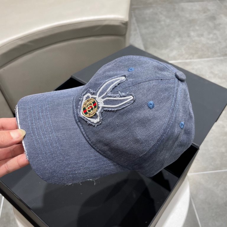 Gucci GUCCI baseball cap   2023 early spring official website denim washed new Gucci baseball cap, the original quality of the original single fire    Craftsmanship is very exquisite High-grade atmosphere upscale! Low-ke