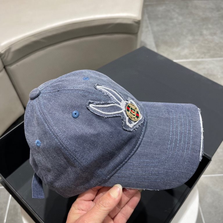 Gucci GUCCI baseball cap   2023 early spring official website denim washed new Gucci baseball cap, the original quality of the original single fire    Craftsmanship is very exquisite High-grade atmosphere upscale! Low-ke