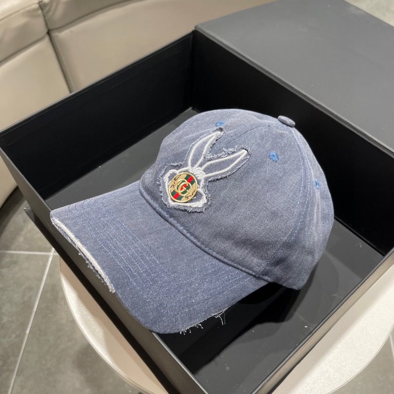 Gucci GUCCI baseball cap   2023 early spring official website denim washed new Gucci baseball cap, the original quality of the original single fire    Craftsmanship is very exquisite High-grade atmosphere upscale! Low-ke