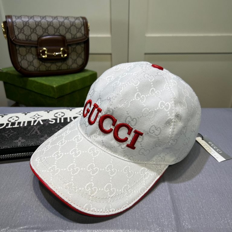 Gucci (Gucci) classic original single baseball cap, double G denim jacquard, retro design, counter 11 open mold order! Original denim fabric   head layer cowhide, lightweight and breathable! In-kind shooting, men and wom