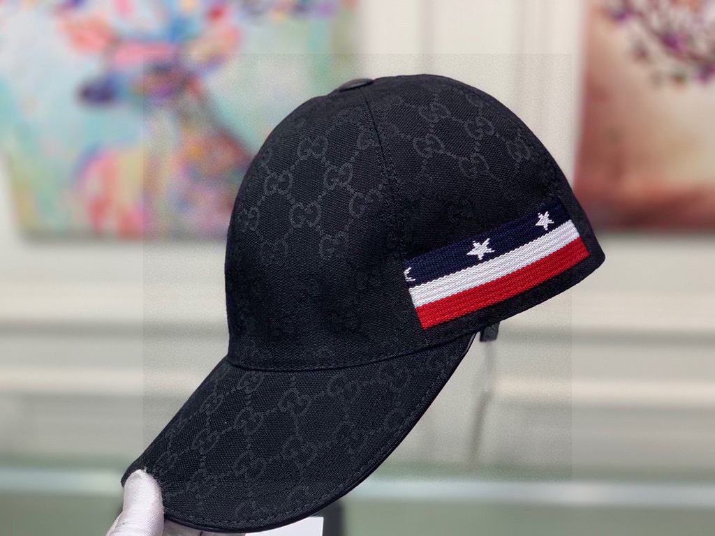 With box bag, Gucci (Gucci) classic original single baseball cap, five-star webbing, 11 open mold customized, the original canvas material   head cowhide, the generation of the purchase of popular, men and women can be u